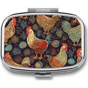 Leuke Pil Organizer Kip Print Gedrukt Draagbare Reizen Pillendoos Mini Pillendoos Kan Buiten worden gebruikt
