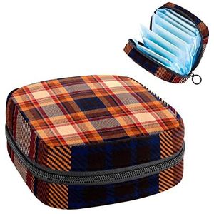 Opbergtas voor maandverband Pads, Menstruatie Cup Pouch, Periode Bag Organizer voor vrouwelijke Pads Tampons, Plaid