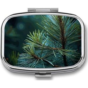 Pijnboom Groene Naalden Pillendoos Pil Case Leuke Pil Organizer Pil Houder Geneeskunde Pil Organizer Pil Container Dagelijkse Pil Organizer Kleine Pillendoos Pil Case voor Portemonnee Pocket