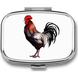 Vierkante Pillendoos Haan Pillendoosje 2 Compartimenten Geneeskunde Pil Organizer voor Portemonnee & Pocket Draagbare Reizen Pillendoos Geneeskunde Vitamine Kabeljauw Leverolie Opbergdoos Organizer