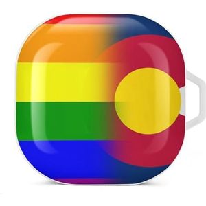 LGBT Pride Colorado State Flag Oordopjes Hoesje Compatibel met Samsung Hard Shell Beschermhoes Wit-Stijl