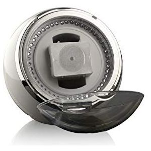 Watchwell® Horloge winder Globe Shine wit, zirkonia edelstenen, blauwe LED-verlichting, voor 1 automatisch horloge, wit