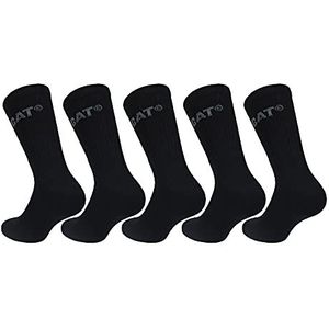 Caterpillar Performance Socks 5 paar herensokken, katoengaren van uitstekende kwaliteit, badstof binnenzool en wreef, versterkte teen en hiel (zwart, 39-42)
