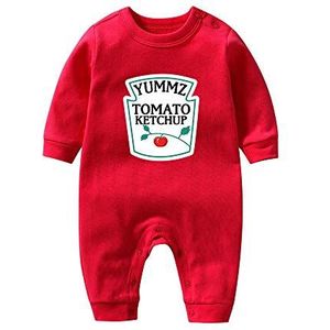 culbutomind Yummz Tomaat Ketchup Geel Mosterd Rood en Geel Bodysuit Baby Boy Twins Babykleding Tweeling Baby Jongens Meisjes, Rode bodysuit, 9-12 maanden