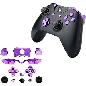 Chrome Bumper Triggers Volledige Knoppen ABXY Guide ON Off Button T6 T8 schroevendraaier voor Xbox One Elite Controller met 3,5 mm Jack Vervanging (paars)