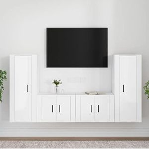DIGBYS Meubels-sets-4-delige tv-kast set hoogglans wit ontworpen hout