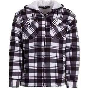 Lucky Thermische jas werkhemd heren houthakker lange mouwen geruit overhemd winter, antraciet, XL
