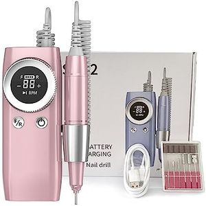 Elektrische nagelvijl, 45000 RPM elektrische nagelboormachine, oplaadbare draadloze elektrische nagelschuurmachine for acrylgel, manicureboor for nagelsalon voor zowel natuurlijke als kunstnagels (Co