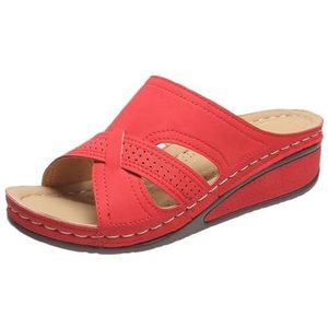 feryitao Platform Sandalen Voor Vrouwen, Antislip Wedge Schoenen Orthotische Sandalen Vrouwen Hakken, Rood, 3.5 UK Wide
