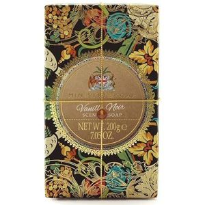 Ministry of Soap Ornate Extravagence Wrapped Soap, Naturally Coloured, Triple-Milled Soap, Vanilla Noir 200g