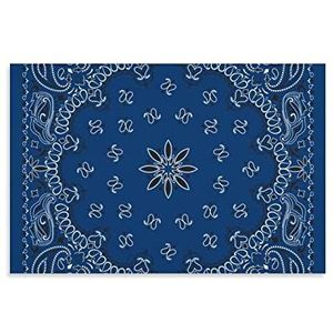 Blauwe paisley bandana creatieve poster canvas muurkunst opknoping foto grappige decoraties cadeau voor vaderdag Moederdag Kerstmis