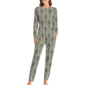 Cmagnifico Pyjama met ronde hals voor dames, alpaca-cactuspyjama voor vrouwen, damespyjama met zakken, Barok, XXL