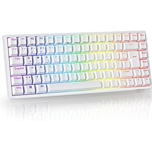 RK ROYAL KLUDGE RK84-DE 75% gaming-toetsenbord, 85 toetsen, compacte TKL, Bluetooth mechanisch, rode schakelaar, RGB achtergrondverlichting, 2,4 GHz voor Mac en Windows