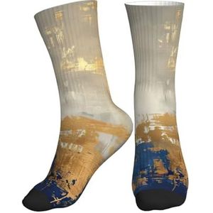 PPHGUT Goud Blauw Wit Print Volwassenen Mid Tube Sokken Ademend Sport Running Gym Training Jogging Activiteiten, 1 zwart, One size