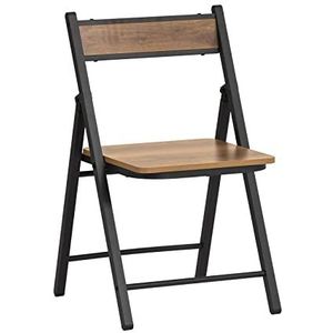 SoBuy Klapstoel van hout en metaal voor zwaar gebruik, Bezoekersstoel Inklapbaar, Vouwstoel in industriële stijl voor keuken, eetkamer, kantoor, 46 x 48 x 80 cm, FST88-PF