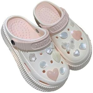 Men'S Women'S Sandals Summer Thick Sole Perforated Shoes Women Wearing Sole Love Solid Color Two Wear Home Slippers-Pink-Wc116-40-41