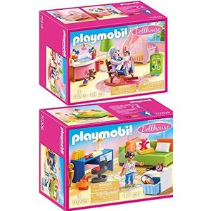 geobra Brandstätter Playmobil 70209 70210 Dollhouse Dollhouse Set van 2 tienerkamer + babykamer