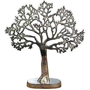 Sieradenboom sieradenstandaard, sieradenhouder, levensboom, decoratieboom, aluminium, metaal, zilver, sieradenboom voor ringen, kettingen en armbanden, 43 cm, Aluminium