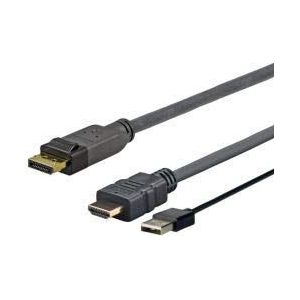 Vivolink Pro HDMI + USB to dp 5 meter HDMI 2.0 1920 * 1080p @ 60Hz prohdmidpusb5 (HDMI 2.0 1920 * 1080 p@60hz High Active for Professional av, 1920 * 1080 & 4k * 2k, hdcp, cec, ultra flexibel)
