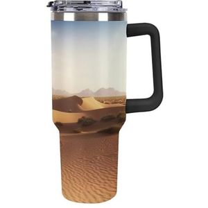 RTFGHJS 40 oz Tumbler Woestijnlandschap Geïsoleerde beker Reizen Koffiemok met Rietjesdeksel Roestvrijstalen Waterfles Vacuüm Geïsoleerde Tumbler voor Sport Werk Auto Reizen Weekends