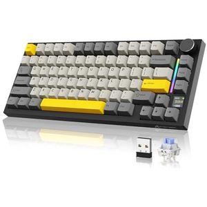 YINDIAO ATTACK SHARK X820 Ultra Gasket Mechanisch Toetsenbord met TFT-scherm en Knop, 75% ANSI-indeling, 2,4 GHz/BT/Bedraad, 5 Geluidsabsorberende Schuimen, Hot-swap, for PC, MAC (Zwart, Shark Switch)
