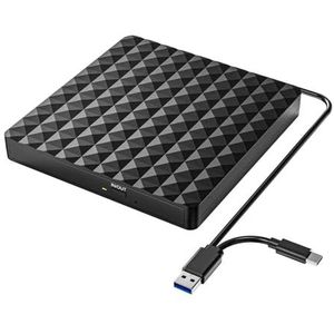 USB 3.0 En Type-C Externe Dvd-brander, Schrijver Recorder, Dvd-rw Optische Drive Gebruiksvriendelijk(Black)