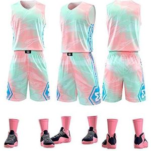 HULG Heren Basketbal Jerseys, basketbal Shirts Heren, Unisex Mouwloos Sport Vest Shirt, Heren Basketbal Jersey en Shorts Team Uniform met Zakken Sportkleding Uniform
