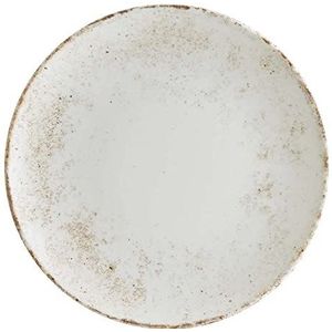 Bonna 6 x platte borden, dinerborden, platte borden, rond, tafelservies, porselein, crème, bruin, Nacrous, mat, gourmet 27 cm randbescherming