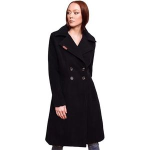 Navahoo B661 Damesjas met capuchon, trenchcoat, winterjas, zwart, M
