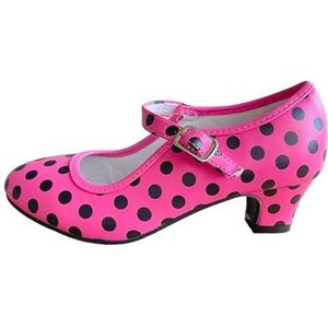 La Senorita Spaanse Flamenco schoenen roze met zwarte stippen voor meisjes