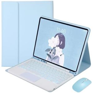 Toetsenbordhoes voor iPad Pro 13-inch (M4) 2024, 7-Kleuren Achtergrondverlichting, Magnetisch Afneembaar Draadloos Toetsenbord met S-Penhouder,Blauw