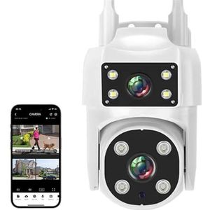Bewakingscamera, 4MP 2K PTZ IP Camera Dual Lens Scherm AI Human Tracking Full Color Nachtzicht Outdoor Draadloze CCTV Survalance Camera's(Only camera)