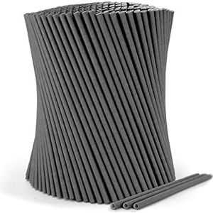 wisefood Papierrietjesset, 500 stuks zwarte rietjes van papier, Ø 6 mm, 20 cm, vrij van PLA/PE, biologisch afbreekbare wegwerprietjes van stevig papier