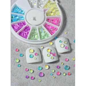 1 Doos Regenboog Zeemeermin Tranen Nail Art Bedels Macaron Bubble Beads Nail Art voor de Zomer Aurora Half Sferische Glazen Nageldecoraties-ZD125