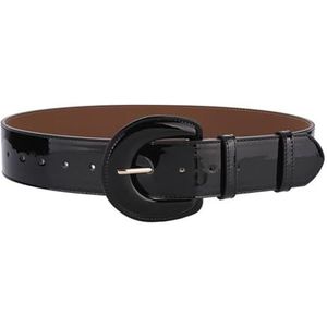 LVCHAO Verstelbare riem snoepkleurige leren riemen voor dames, brede zwarte korset, luxe rode riemen voor grote jurken voor jeans broeken jurken (zwart B)