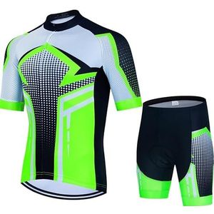 SHANJINL Herenfietsshirt, reflecterend sneldrogend fietsshirt en 5D gevoerde fietsbroek, sneldrogend en vochtafvoerend(Color:Green,Size:XXL)