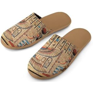 Heren Dames Oude Egyptische Retro Zachte Katoenen Pantoffels, Herfst Winter Warme Huis Pantoffels, Gezellige Instappers Binnen Buiten Katoenen Pantoffels(A10,47-48 (13-14))