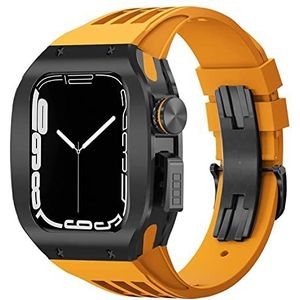 OFWAX Titaniumlegering Bezel Cover Frame Rubberen Band Luxe Horloge Band Mod Kit, Voor Apple Watch 8 7 6 5 4 SE 44 mm 45 mm Serie Horloge Vervanging Upgraded Horloge Strap Kit, 45mm, agaat