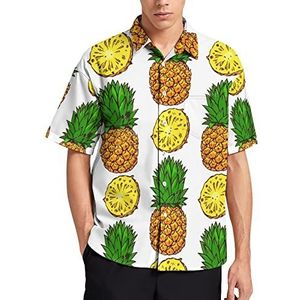 Rijpe Ananas Hawaiiaanse Shirt Voor Mannen Zomer Strand Casual Korte Mouw Button Down Shirts met Zak