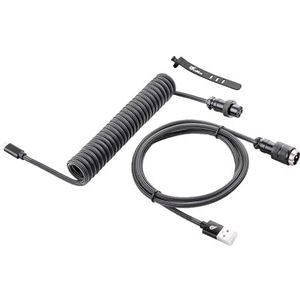 GUNMJO Pro aangepaste opgerolde USB C-kabel voor gaming toetsenbord, dubbele mouwen mechanische toetsenbordkabel met afneembare aluminium aviator, 1.5M USB-C naar USB-A, carbon zwarte kleur