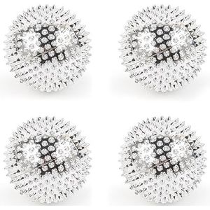 4 stuks magnetische acupressuurballen, vingermassageballen, egelmassageballen, vingeracupressuurringen, massageringen, vingermassageballen voor stressvermindering (zilver).