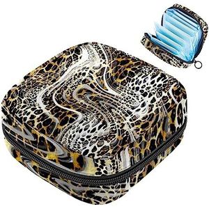 MUOOUM Maandverband Opbergtas, Luipaard Zebra Print Menstruatie Cup Pouch, Draagbare Maandverband Pads Opbergzakken Vrouwelijke Menstruatie Eerste Menstruatie Tas voor Tiener Meisjes Vrouwen Dames,