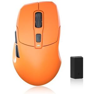 Uranus draadloze gamingmuis, 26000 DPI, 8K polling-snelheid, Tri-Mode 2,4 GHz/USB-C/Bluetooth ergonomische muis, webgestuurd, ijskoeling, oplaadbare gamingmuizen voor laptop/pc/Mac/tablet, oranje