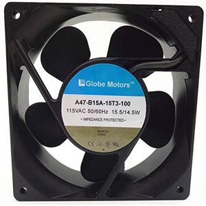 LMNCBVYA Globe Motors A47-B15A-15T3-100 115V 120mm Cooling Fan - 15.5W/14.5W, 2600/2900RPM, 88.2/102CFM Airflow
