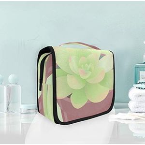 Groene cartoon cactus opknoping opvouwbare toilettas make-up reisorganisator tassen tas voor vrouwen meisjes badkamer