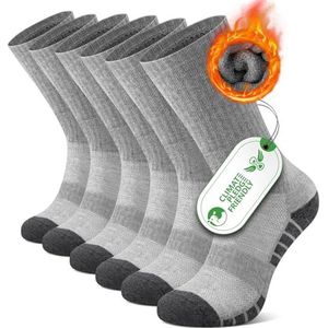 FALARY Sokken voor Mannen Maat 47-50 Sport, Wandelsokken voor Mannen en Vrouwen, Warme Hoge Sokken van Merinowol voor Mannen, Antislip, Ademend Trekking en Winter Sport, Set van 3 Pairs Grijs