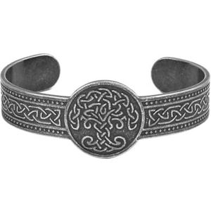 Viking Yggdrasil Polsband Voor Mannen en Vrouwen - Noorse Mythologie Heidense Levensboom Manchet Armband - Handgemaakte Metalen Roestvrij Staal Keltische Knoop Open Armband Mode Sieraden