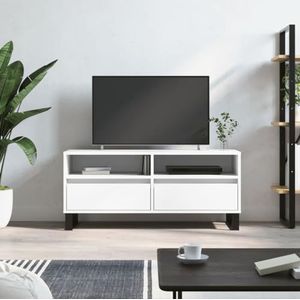 AUUIJKJF Entertainment Centra & TV Stands TV-meubel Wit 100x34,5x44,5 cm Engineered Houten Meubels