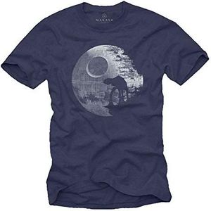 Grappige Vintage T-Shirt Heren - AT Star Moon Jongens Kinderen Mannen Gamer Cadeau Blauw XXXXXL
