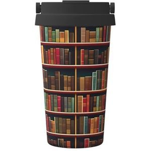 OdDdot Bibliotheek Boekenplank Boek Print Reizen Koffie Mok Geïsoleerde Koffie Cup Herbruikbare Koffie Cups Vacuüm Rvs